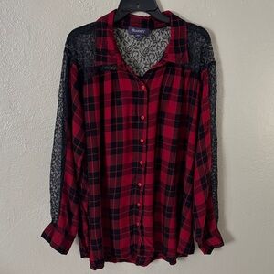 Roman’s Lace Red Black Plaid Soft Flannel Womens Plus Size 26W